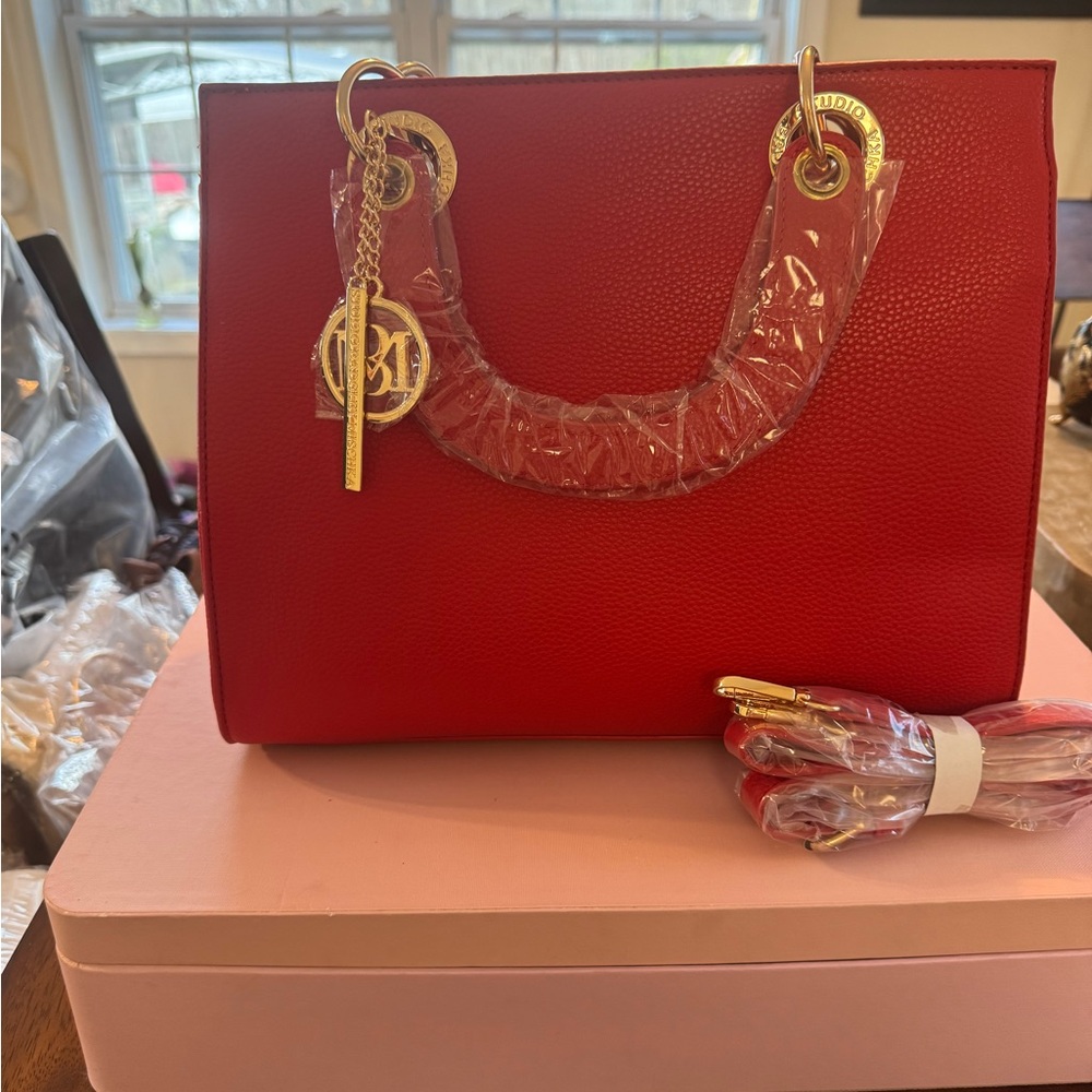 Badgley Mischka Red Vegan Leather Bag